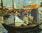 Claude Monet Working on his Boat in Argenteuil